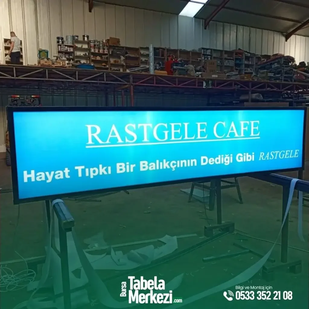 Işıklı Lightbox Tabelası Rastgele Cafe için üretildi