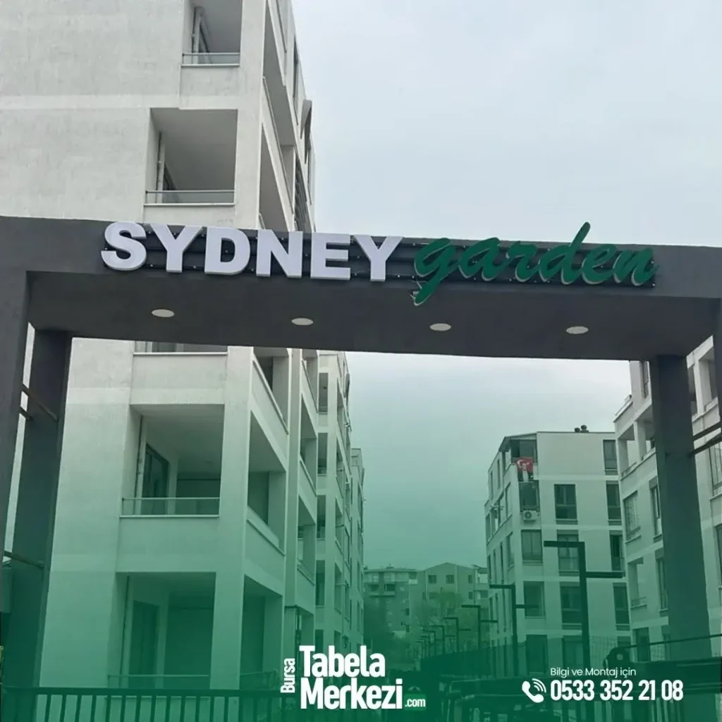 Sydney Garden için Dış Cephe Profilli Kutu Harf Tabela